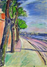 Trees By The Canal by Edvard Munch, an office wall art print for refined interiors