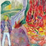 Woman By The Veranda Step by Edvard Munch, a living room wall art print for refined interiors