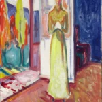 Woman Standing in the Doorway by Edvard Munch, a living room wall art print for refined interiors