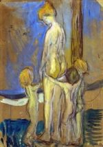 Woman with Children by Edvard Munch, a kids room wall art print for refined interiors