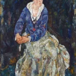 Bildnis der Frau des Künstlers, Edith Schiele by Egon Schiele, a living room wall art print for refined interiors