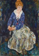 Bildnis der Frau des Künstlers, Edith Schiele by Egon Schiele, a living room wall art print for refined interiors