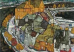 Crescent of Houses II by Egon Schiele, a living room wall art print for refined interiors