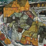 Crescent of Houses II by Egon Schiele, a living room wall art print for refined interiors