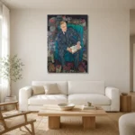 Egon Schiele Dr. Hugo Koller Living Room Wall Art Print styled in a refined neutral interior