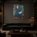 Egon Schiele Dr. Hugo Koller Living Room Wall Art Print shown in a warm modern interior