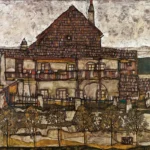 House with Shingle Roof (Old House II) by Egon Schiele, a living room wall art print for refined interiors