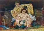 Kauerndes Menschenpaar (Die Familie) by Egon Schiele, a living room wall art print for refined interiors