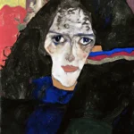 Mourning Woman by Egon Schiele, a living room wall art print for refined interiors