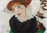 Portrait Of Wally Neuzil by Egon Schiele, a living room wall art print for refined interiors