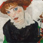 Portrait Of Wally Neuzil by Egon Schiele, a living room wall art print for refined interiors