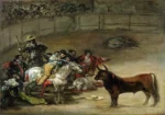 Bullfight, Suerte de Varas by Francisco de Goya, a living room wall art print for refined interiors