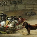 Bullfight, Suerte de Varas by Francisco de Goya, a living room wall art print for refined interiors