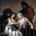 Majas on a Balcony by Francisco de Goya, a living room wall art print for refined interiors