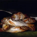 Still Life With Golden Bream by Francisco de Goya, a kitchen wall art print for refined interiors
