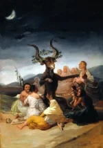 The Sabbath of witches by Francisco de Goya, a living room wall art print for refined interiors