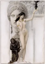 Allegory of Sculpture by Gustav Klimt, an office wall art print for refined interiors