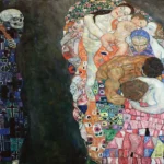 Death and Life by Gustav Klimt, a living room wall art print for refined interiors