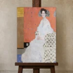 Gustav Klimt Fritza Riedler Living Room Wall Art Print displayed on a studio easel