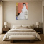 Gustav Klimt Fritza Riedler Living Room Wall Art Print showcased in an elegant minimalist interior
