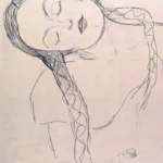 Half-figure of a Young Woman by Gustav Klimt, a living room wall art print for refined interiors