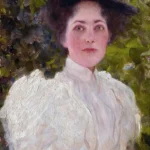 Mädchen im grünen (Girl in the foliage) by Gustav Klimt, a kids room wall art print for refined interiors