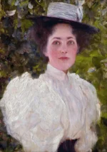 Mädchen im grünen (Girl in the foliage) by Gustav Klimt, a kids room wall art print for refined interiors