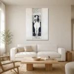 Gustav Klimt Nuda Veritas Living Room Wall Art Print styled in a refined neutral interior
