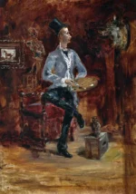 Princeteau dans son atelier by Henri de Toulouse-Lautrec, a living room wall art print for refined interiors