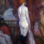 Woman before a Mirror by Henri de Toulouse-Lautrec, a living room wall art print for refined interiors