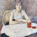 Young woman at a table, ‘Poudre de riz’ by Henri de Toulouse-Lautrec, a dining room wall art print for refined interiors
