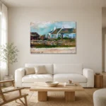 Henri Matisse Entrée de cabaret Breton Living Room Wall Art Print styled in a refined neutral interior