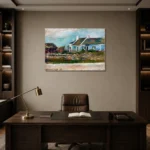 Henri Matisse Entrée de cabaret Breton Living Room Wall Art Print displayed in a contemporary gallery-inspired room