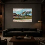 Henri Matisse Entrée de cabaret Breton Living Room Wall Art Print shown in a warm modern interior