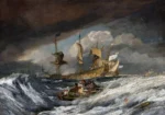 Boats Carrying Out Anchors to the Dutch Men of War by J. M. W. Turner, a living room wall art print for refined interiors