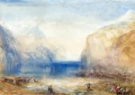 Fluelen- Morning (looking towards the lake) by J. M. W. Turner, a living room wall art print for refined interiors