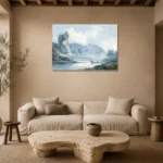 J. M. W. Turner Ilam Rock, Dovedale, Derbyshire Living Room Wall Art Print presented in a sophisticated home setting