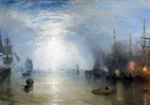 Keelmen Heaving in Coals by Moonlight by J. M. W. Turner, a living room wall art print for refined interiors