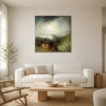 J. M. W. Turner The Evening of the Deluge Living Room Wall Art Print styled in a refined neutral interior