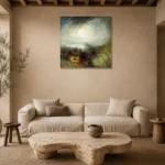 J. M. W. Turner The Evening of the Deluge Living Room Wall Art Print presented in a sophisticated home setting