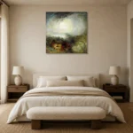 J. M. W. Turner The Evening of the Deluge Living Room Wall Art Print showcased in an elegant minimalist interior
