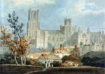 View of Ely Cathedral by J. M. W. Turner, an office wall art print for refined interiors
