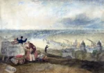 View of London from Greenwich by J. M. W. Turner, an office wall art print for refined interiors