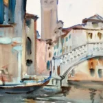 A Bridge and Campanile, Venice by John Singer Sargent, an office wall art print for refined interiors