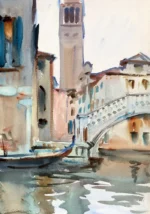A Bridge and Campanile, Venice by John Singer Sargent, an office wall art print for refined interiors