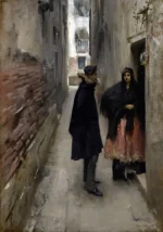 A Street In Venice by John Singer Sargent, an office wall art print for refined interiors