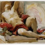 Man with Red Drapery (after 1900) by John Singer Sargent, a living room wall art print for refined interiors