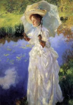 Morning Walk by John Singer Sargent, a living room wall art print for refined interiors