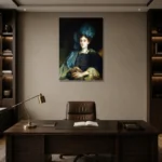 John Singer Sargent Portrait Of Miss Katherine Elizabeth Lewis Living Room Wall Art Print displayed in a contemporary gallery-inspired room