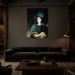 John Singer Sargent Portrait Of Miss Katherine Elizabeth Lewis Living Room Wall Art Print shown in a warm modern interior